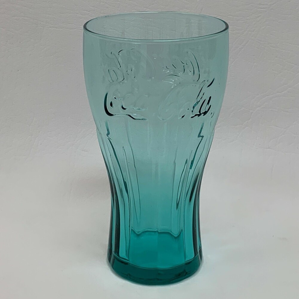 Coca Cola Glass Teal Green McDonalds 6 1/8 High